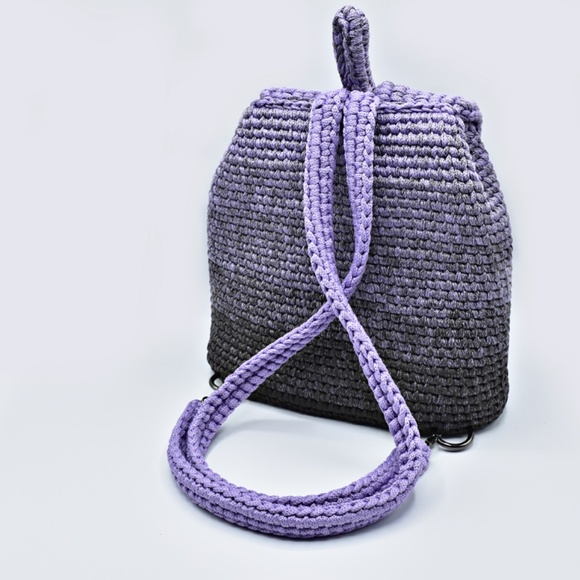 💕 Handmade Backpack in Lilac and Gray Melange - Picture 2 of 5